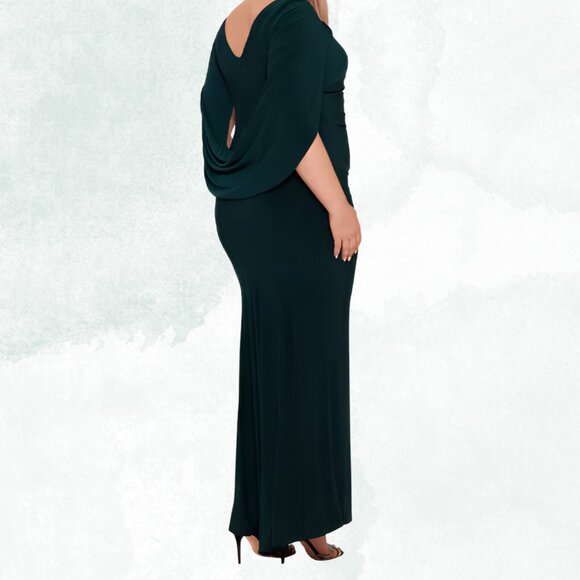 Betsy & Adam Plus Size Ruched Gown Plus Size 22W, Forest Green, New with Tags - Picture 3 of 4